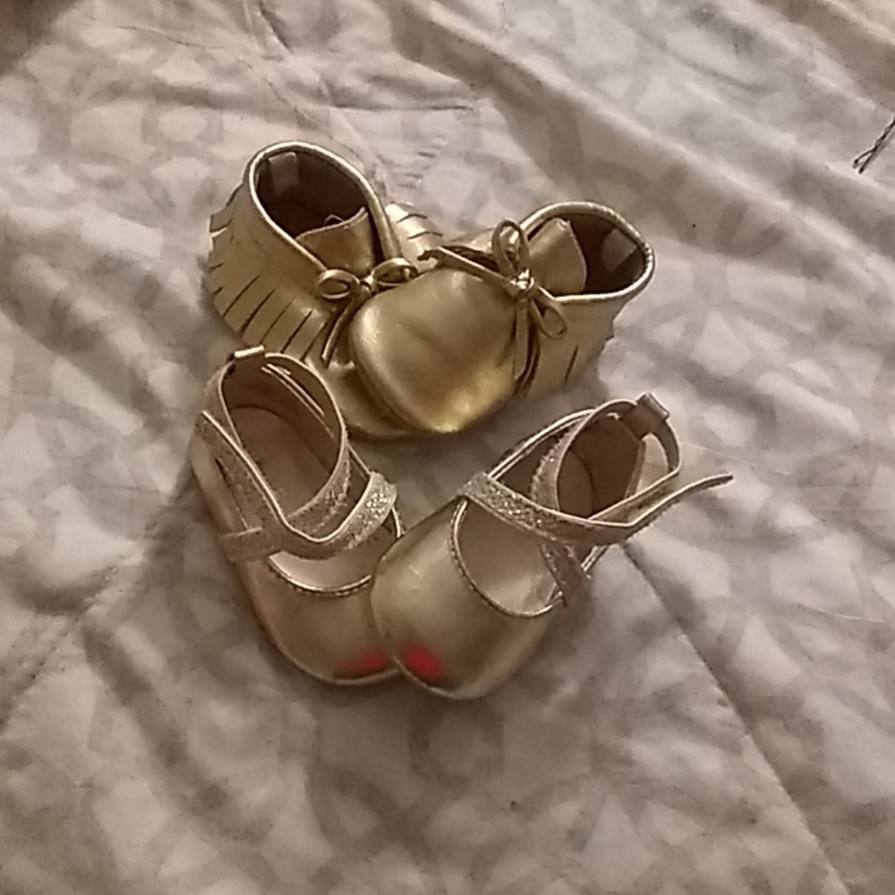 2 pairs of baby girl size 3-6 month shoes